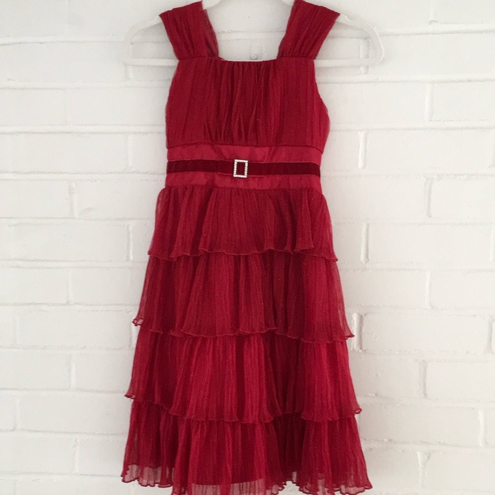 Jona Michelle Girls Classic Red Fancy Dressy Holiday Christmas Dress Size 10